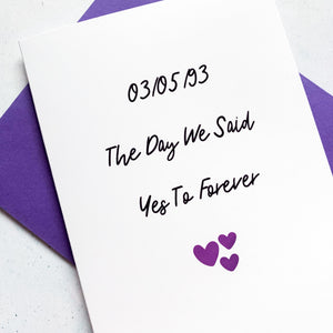 Yes To Forever Anniversary Card, Girlfriend Anniversary Card, Anniversary card for Wife, Personalised card for Husband, Wife Anniversary