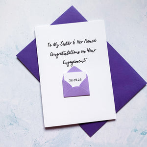 To My Sister and her Fiancee Congratulations card, Engagement card, Congratulations on your engagement, card for sister, card for couple