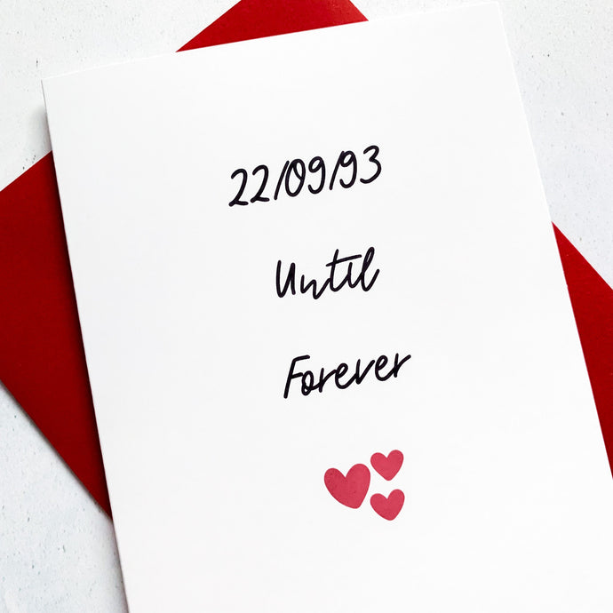 Until Forever Card, Wife Anniversary Card, Girlfriend Anniversary Card, Anniversary card for Wife, Personalised card for Husband