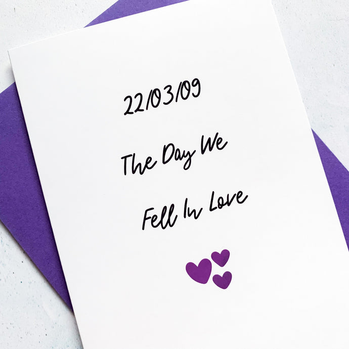 Day We Fell In Love Anniversary Card, Girlfriend Anniversary Card, Anniversary card for Wife, Personalised card for Husband