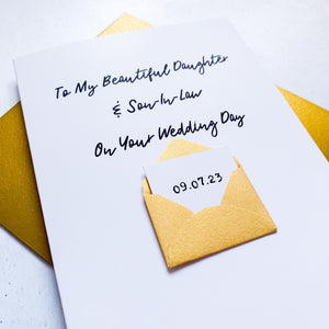 To My Daughter & Son-In-Law on her Wedding Day Card, Wedding Card for daughter, For Couple, On your wedding day card, Congratulations Card