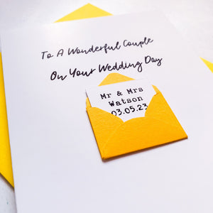 To A Wonderful Couple on your Wedding Day Card, Card For Couple, On your wedding day, Congratulations Card, Personalised Wedding Card