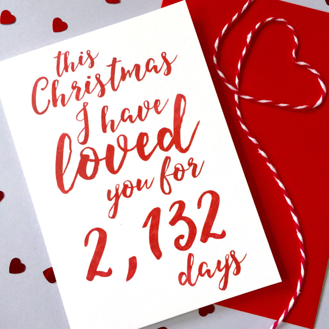 Personalised Christmas Days Of Love Calligraphy Card